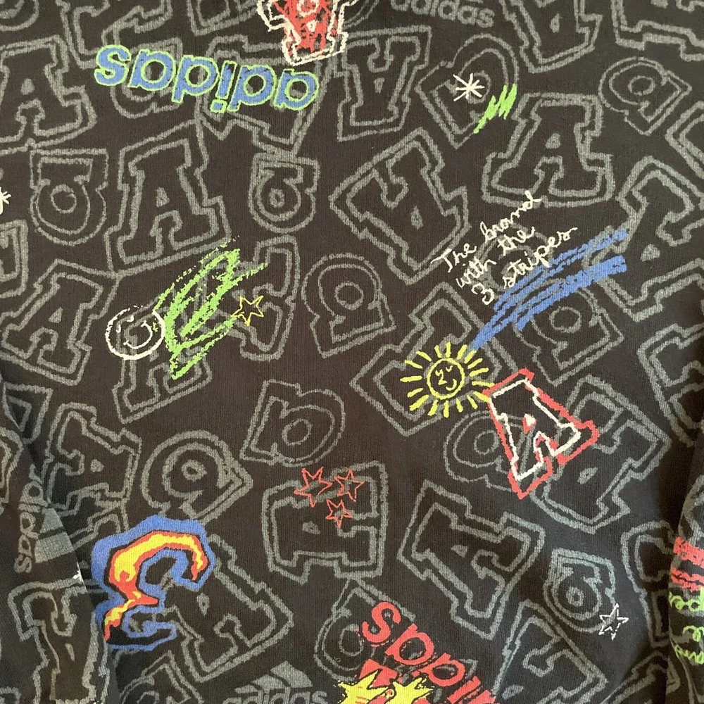 Adidas Kids All Over Print Thin Sweatshirt‎ Shirt Crewneck Cotton Size 5